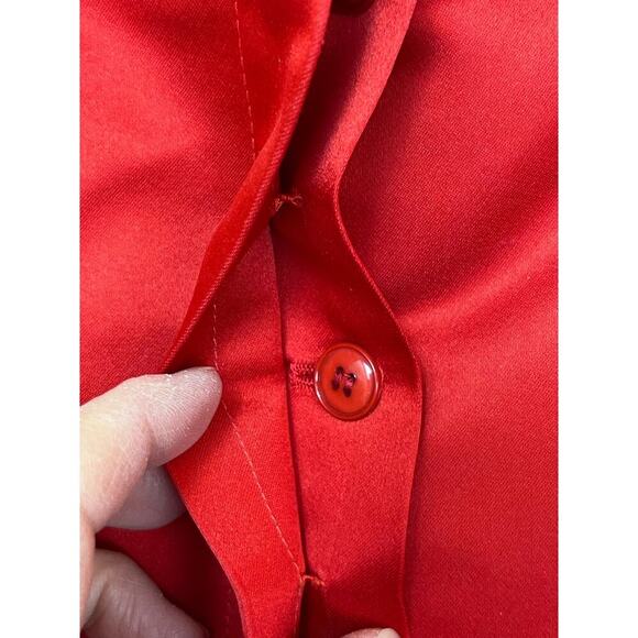 Blassport Women's Size 8 Red Satin Asian Inspired Button Front Cropped Jacket - Picture 9 of 9